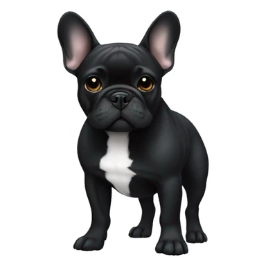 A French bulldog all black with white on its neck sticker