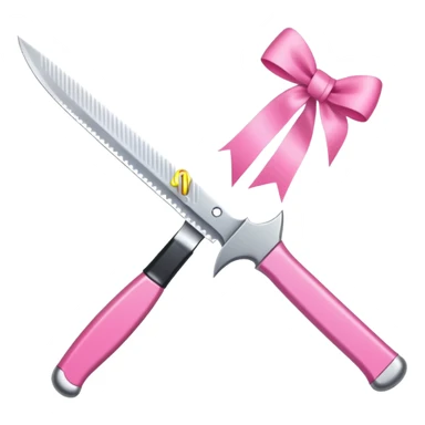 a knife with a pink ribbon bow sticker