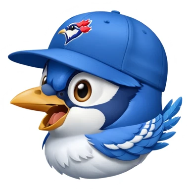 bluejay yelling with  toronto blue jays baseball hat sticker