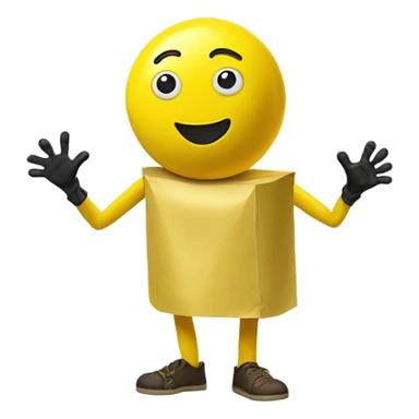 Paper half magnetic yellow m&m costume with the hands and feet actually attached to the body and feet fused with each other sticker