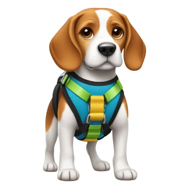 beagle wearing a harness  sticker