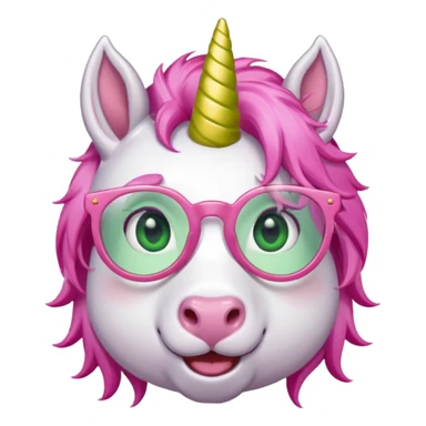unicorn with green glasses and pink hair sticker
