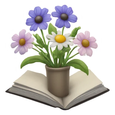realistic flowers pressing in a book sticker