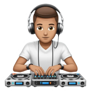 dj with setup handingg sticker