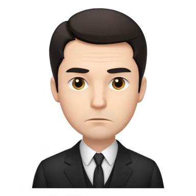 white man in formal suit in thought, in thought, one raised eyebrow sticker