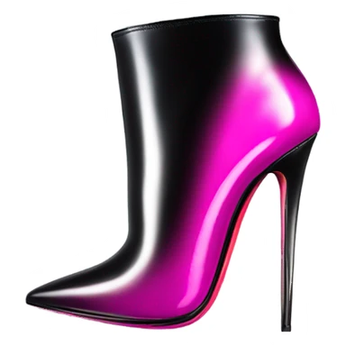 Realistic isolated top view of a pair of Louboutin Black,Silver,and Hot Pink Ombre stiletto high heel ankle bootie boots.  sticker