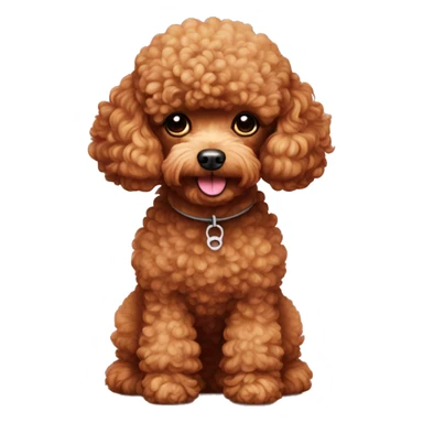 Red toy poodle with white chin sticker
