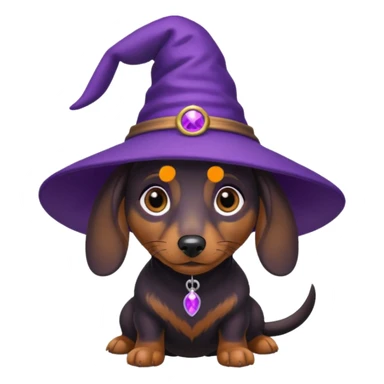 Dachshund dog wear purple wicth hat sticker