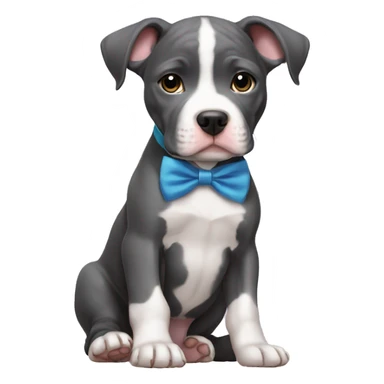 Blue pitbull puppy with bow tie sticker