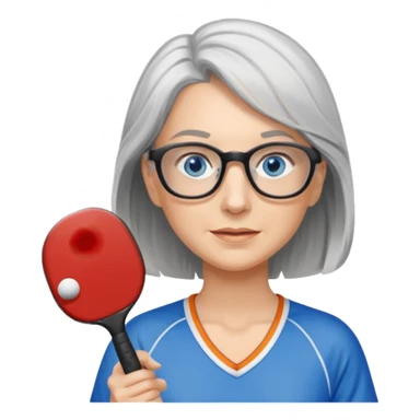 Blue eyed Female shoulder length gray hair and glasses pickleball sticker
