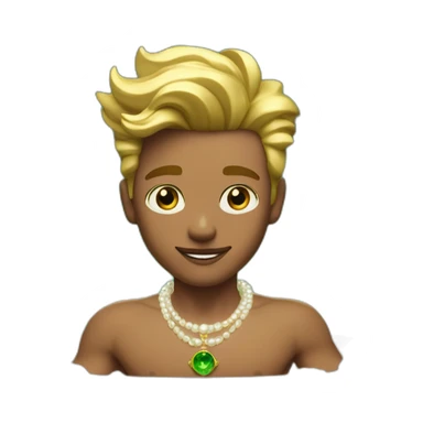 Posh-muscle-boy-with-green-eyes-and-unicorn-hair-and-pearl-necklace-in-golden-bathtub sticker