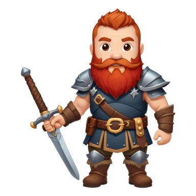 warrior dwarf with big red beard and a sword sticker