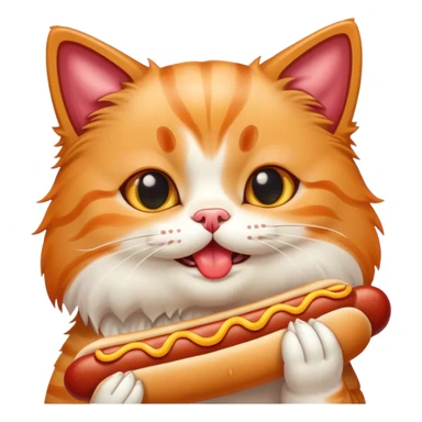 Cat eating hotdogs  sticker