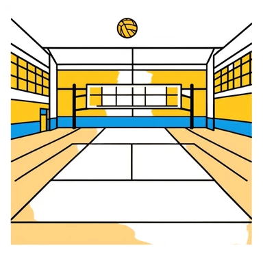 volleyball hall, cartoonish sticker style sticker