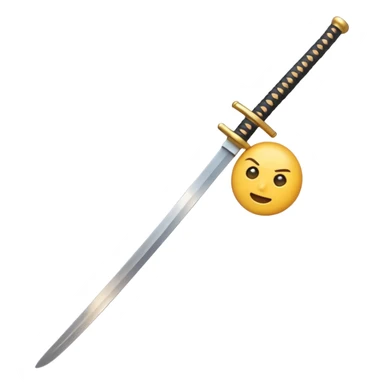 emoji representing the word '2vanish' with a small katana, concise sticker