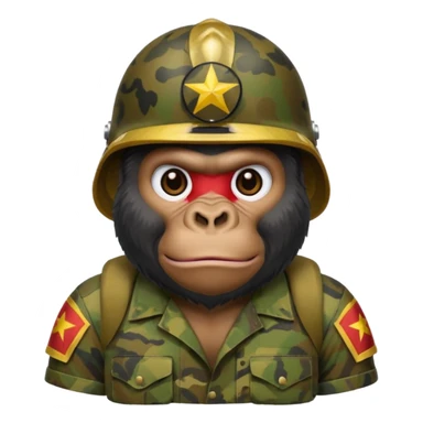 Gorilla with Vietnam war camo helmet sticker