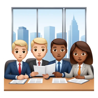business team sharing documents at office meeting table sticker