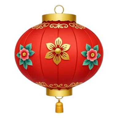 cute chinese red lantern with floral decoratons sticker