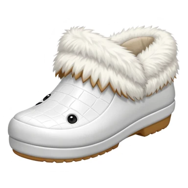 white crocks with fur lining in white color sticker