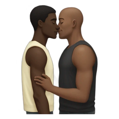 Black skin Guy kisses a taller Caucasian guy sticker