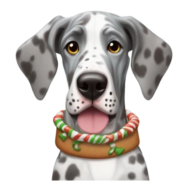 Blue Merle Great Dane dressed as gingerbread man sticker