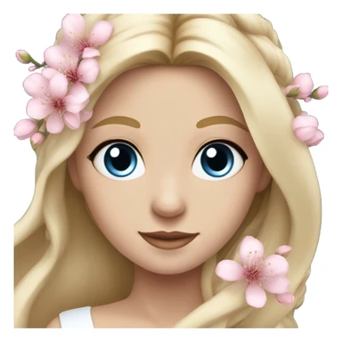 Wedding hair long with sakura beautiful finished blond girl with blue eyes  sticker