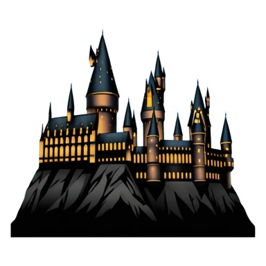Harry Potter Hogwarts castle silhouette with stars, outlined icon sticker
