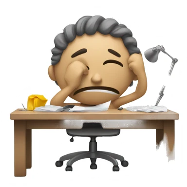 a tired person who works very hard and the chaos and stress are clearly visible sticker