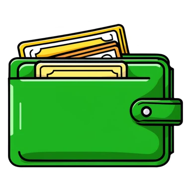 cartoon wallet with cash peeking out sticker