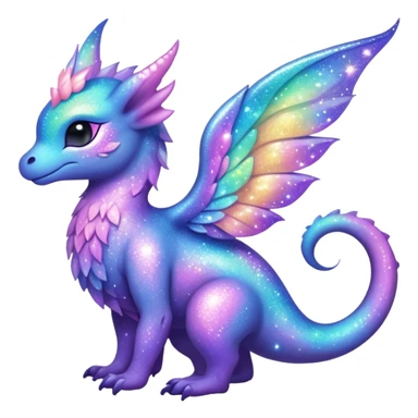 Pastel fantasy nebula glittery Randomly-faerie-drake-colored sparkly exotic Fakémon-creature sticker