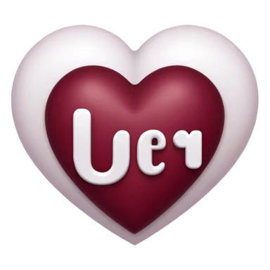 Burgundy heart with the letters Jer in the middle  sticker