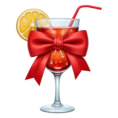 Red bow with a cup of drink sticker