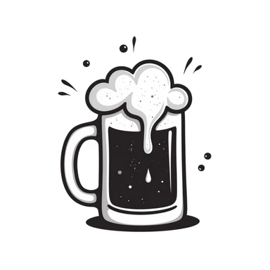 A hand-drawn beer mug with foam and bubbles sticker
