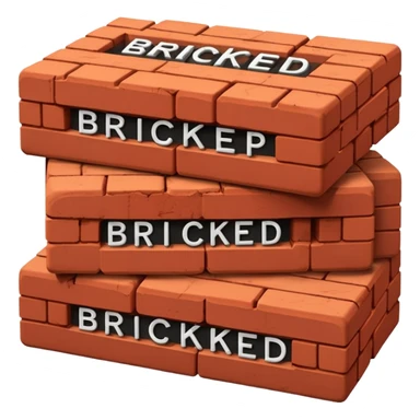 Two red bricks stacked on top of each other with the phrase bricked up across them sticker