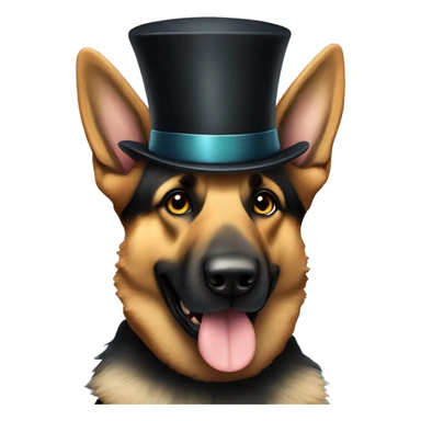 german shepherd with a top hat sticker
