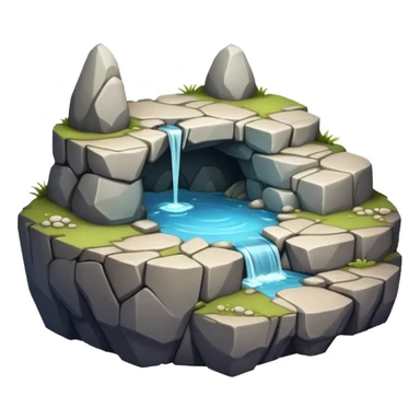 generate realistic detailed cave patform in 3d style sticker