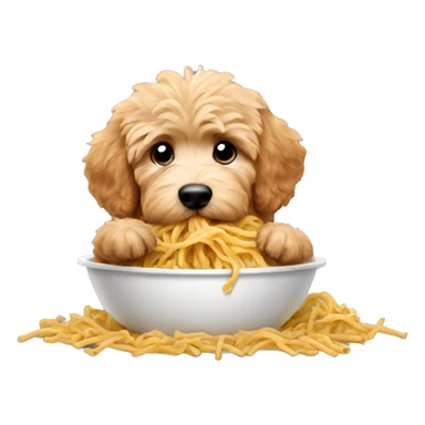 golden doodle puppy eating pasta sticker
