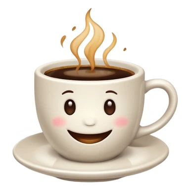 an adorable white cup of coffee with a smile, cup only, no plate sticker