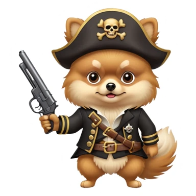 Dangerous Pomeranian pirate holds a gun sticker