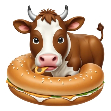 cow eating a bagel sticker