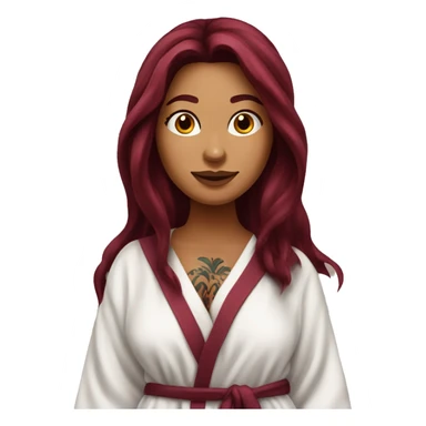 Beautiful tattooed  burgundy long haired woman in bathrobe sticker