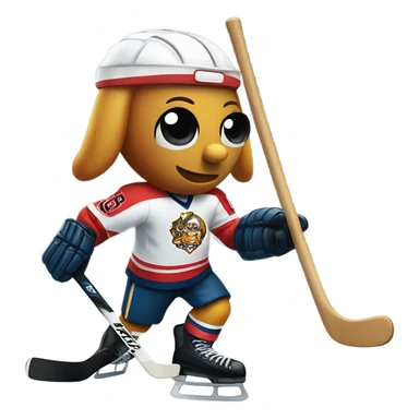 Corndog playing hockey sticker