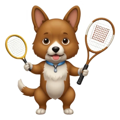Dog holding tennis racquet sticker