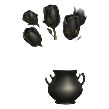 Vintage dead black flowers and pods in vase sticker