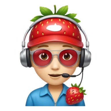 Cute strawberry wearing headset and shades sticker