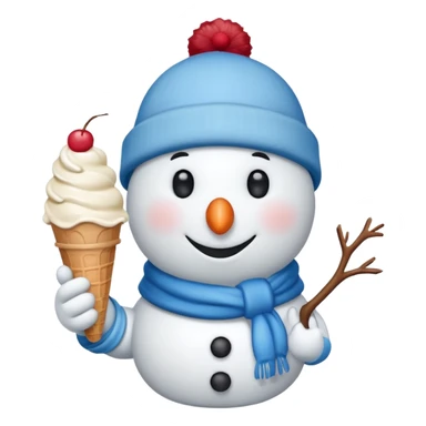 snowmen holding ice cream single snowmen with winter cap sticker