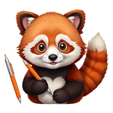 Red panda holding a pen sticker