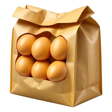 3D rendered mini Hong Kong egg puffs (鸡蛋仔) in paper bag, authentic bubble pattern, vibrant golden color, hyper-realistic texture, glossy finish, detailed individual bubbles, traditional street food presentation sticker