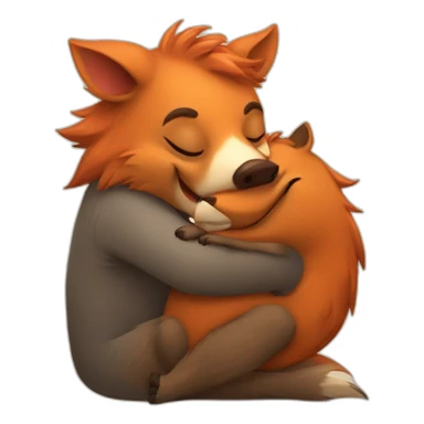 boar hugs fox sticker