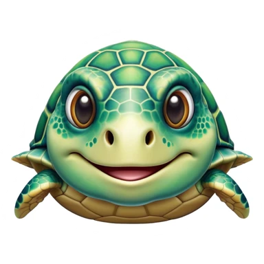 Cinematic Comical Sea Turtle Portrait Emoji, Head tilted dramatically with an exaggeratedly amused expression, featuring a boldly patterned, domed shell and wide, comically expressive eyes full of playful disbelief, Simplified yet hilariously expressive features, highly detailed, glowing with a slightly sassy oceanic glow, high shine, dramatic yet playful, stylized with an air of cheeky marine mischief, soft glowing outline, capturing the essence of a meme-worthy sea turtle that looks ready to glide its way into viral fame! sticker
